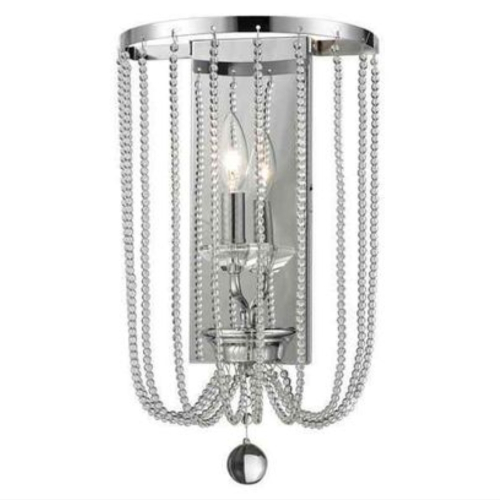 PAIR of Crystal & Chrome Wall Sconces